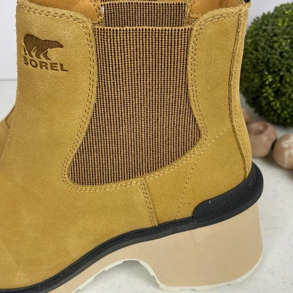 Sorel Hi Line Chelsea Heels Boots Booties Sz 10 Color/ Geo Yellow Jet